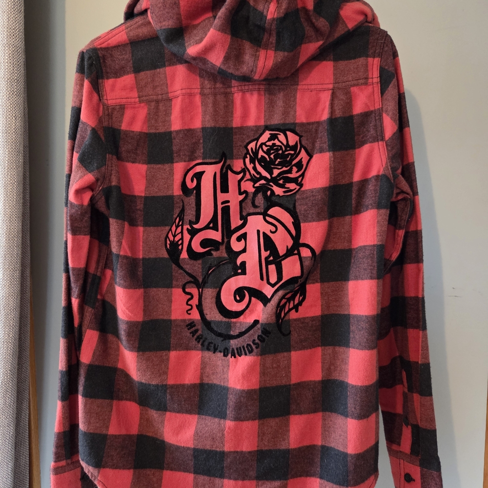 Harley-Davidson Red and Black Plaid Button Down Shirt - Picture 5 of 10